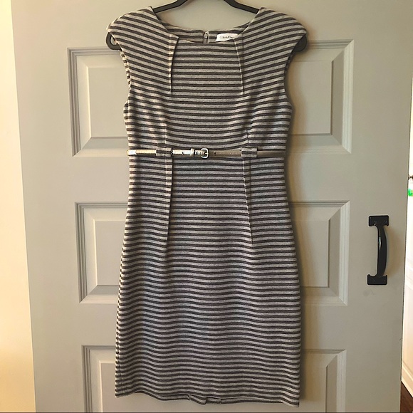 Calvin Klein Dresses & Skirts - Gray Belted Wear to Work Dress